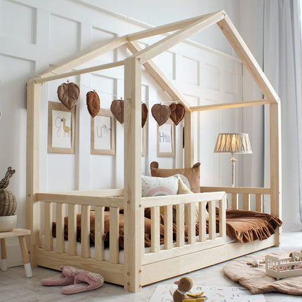 Woonhero bedhuis - Lilesand - Naturel - Eenpersoonsbed 90x190 cm - Kinderbed