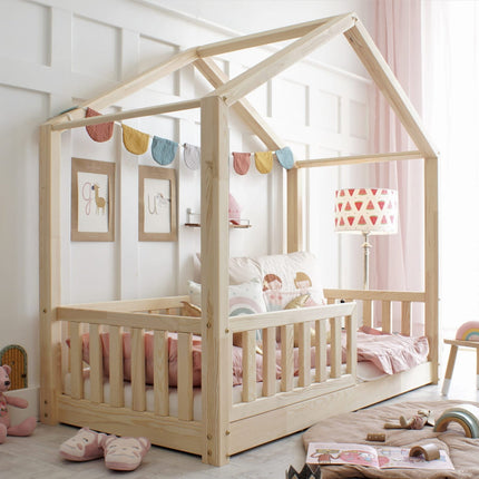Woonhero bedhuis - Lilesand - Naturel - Eenpersoonsbed 90x190 cm - Kinderbed