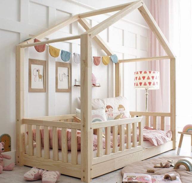 Woonhero bedhuis - Lilesand - Naturel - Eenpersoonsbed 90x190 cm - Kinderbed