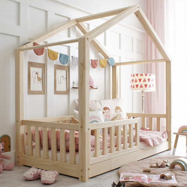 Woonhero bedhuis - Lilesand - Naturel - Eenpersoonsbed 90x190 cm - Kinderbed