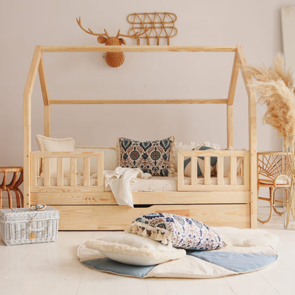 Woonhero bedhuis - Varde Duo - Naturel - Eenpersoonsbed 90x190 cm - Kinderbed + Lade met extra slaapplek