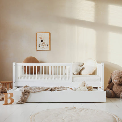 Woonhero kinderbed - Silkeborg - Wit - Eenpersoonsbed 90x190 cm + Lade met extra slaapplek