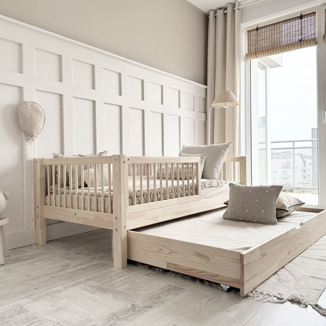 Woonhero kinderbed - Silkeborg - Naturel - Eenpersoonsbed 90x190 cm + Lade met extra slaapplek