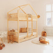 Woonhero stapelbed bedhuis - Motala - Naturel - 2x Eenpersoonsbed 90x190 cm - Kinderbed + Opberglade