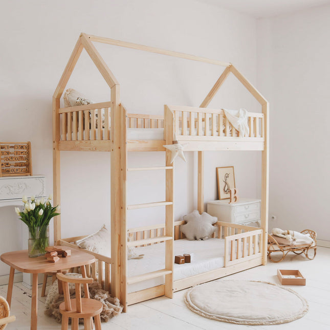 Woonhero stapelbed bedhuis - Oslo - Naturel - 2x Eenpersoonsbed