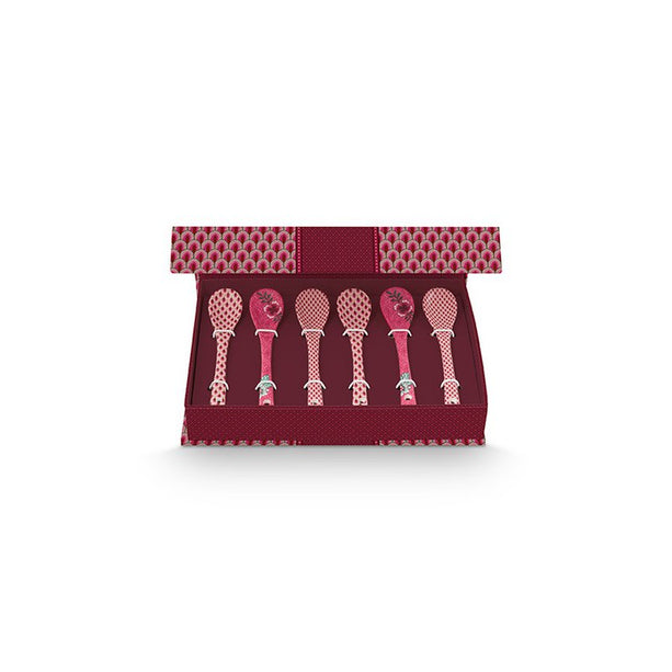 Giftset Teaspoons Oriental Flower Festival Dark Pink 13cm