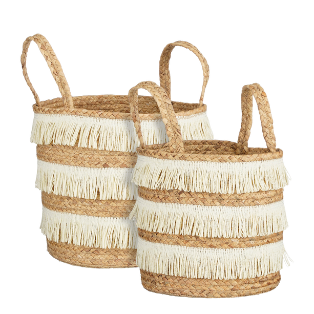 Opbergmand - Set van 2 - H30 x Ø32 cm - Waterhyacint - Bruin