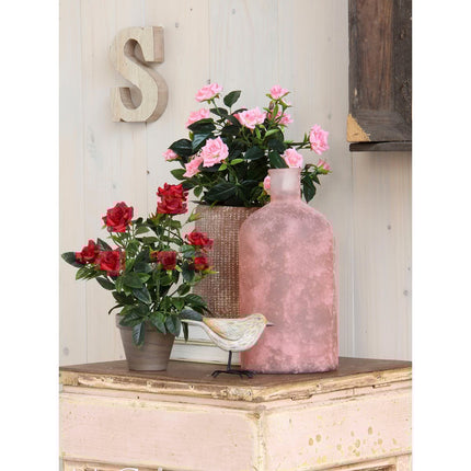 Rozenstruik Kunstplant in Bloempot Stan - H33 x Ø25 cm - Roze