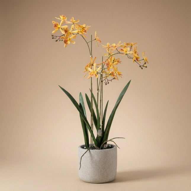 Renanthera Orchidee Geel & Oranje in pot - 56 cm - Kunstplant