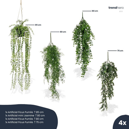 Hangplanten XL - 4 stuks - Kunstplanten - Bundelset