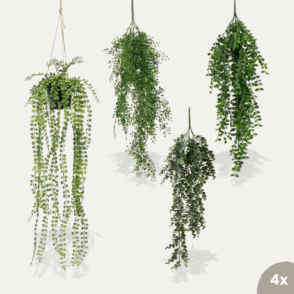 Hangplanten XL - 4 stuks - Kunstplanten - Bundelset