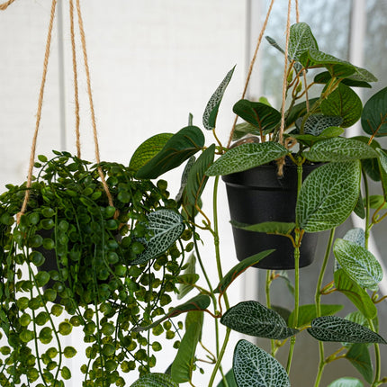 Hangplanten in pot met touw - 2 stuks - Kunstplanten - Bundle set