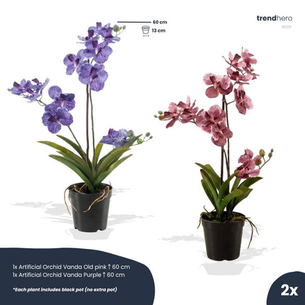 Orchidee Vanda mix - 2 stuks - Kunstplanten - Bundelset