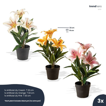 Lelie mix - 3 stuks - Bundelproduct - Kunstplanten