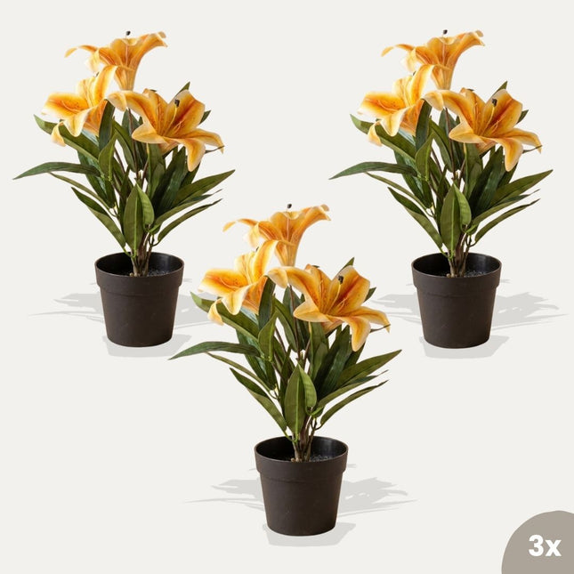 Lelie geel/oranje 3 stuks - Bundelproduct - Kunstplanten
