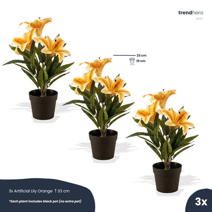 Lelie geel/oranje 3 stuks - Bundelproduct - Kunstplanten