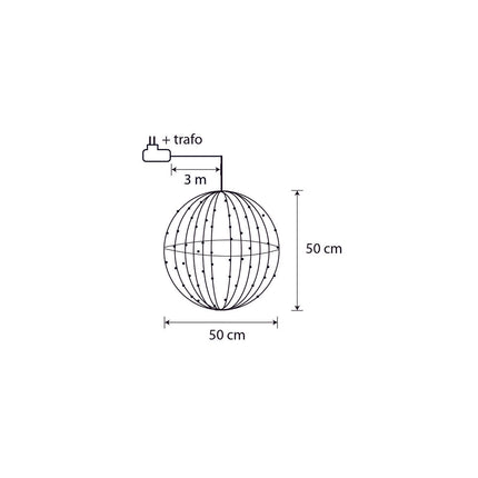 Kerstverlichting Bal met Klassiek Witte LED Lampjes - Ø50 cm - Zilver