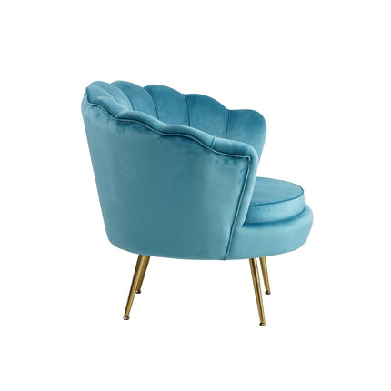 Fluwelen schelp fauteuil blauw