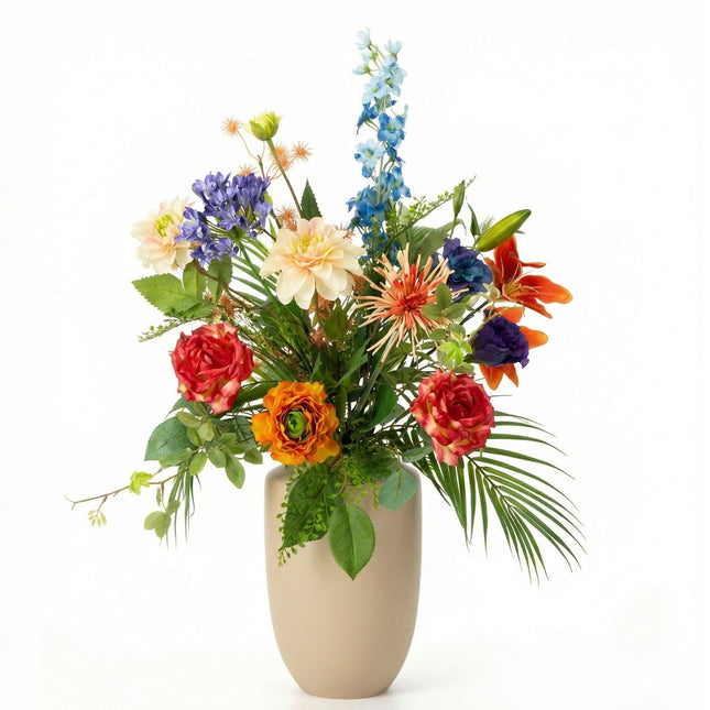 Kunstbloemen Boeket - Colorful Bloom Deluxe - Real Touch - 18 Stelen - ↑ 70 cm
