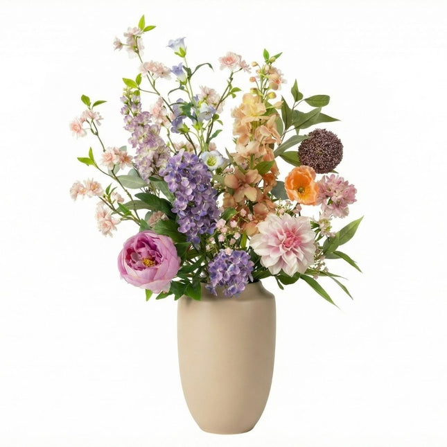 Kunstbloemen Boeket - Pastel Meadow Deluxe - Real Touch - 15 Stelen - ↑ 100 cm