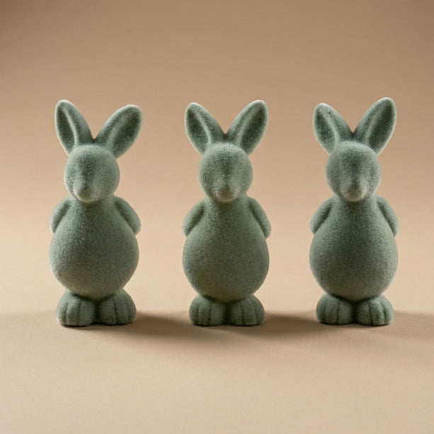 Paashaas decoratie - Groen fluweel - ↑ 12,5 cm