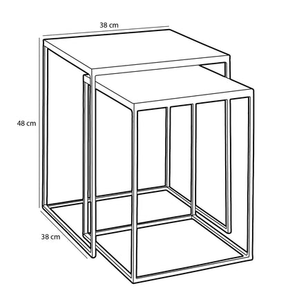 Bijzettafel voor Buiten - Set van 2 - L38 x B38 x H48 cm - Metaal - Groen