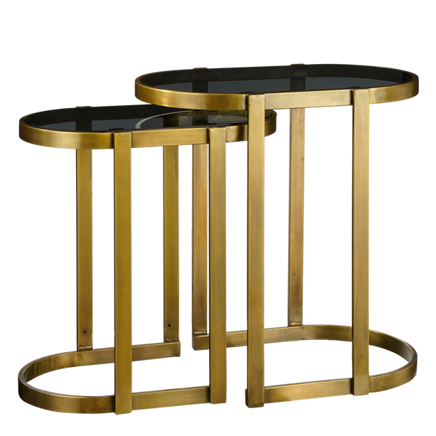 Kevin Bijzettafel - Set van 2 - L54 x B34 x H56 cm - Metaal - Goud