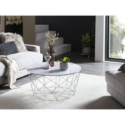 Salontafel met metalen mand Ø 80 cm