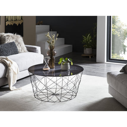 Salontafel met metalen mand Ø 80 cm