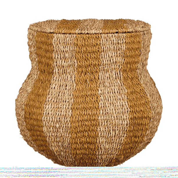 Tacoma Opbergmand met Deksel - H47 x Ø50 cm - Jute - Geel