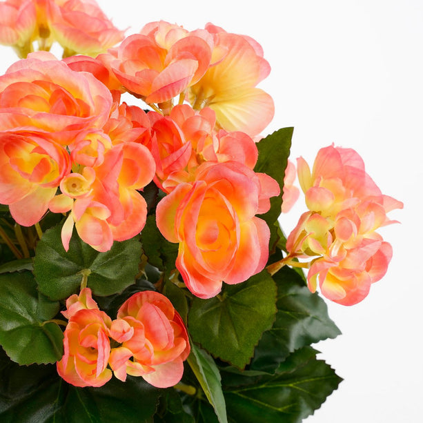 Begonia Kunstplant in Bloempot Stan - H37 x Ø36 cm - Zalmroze