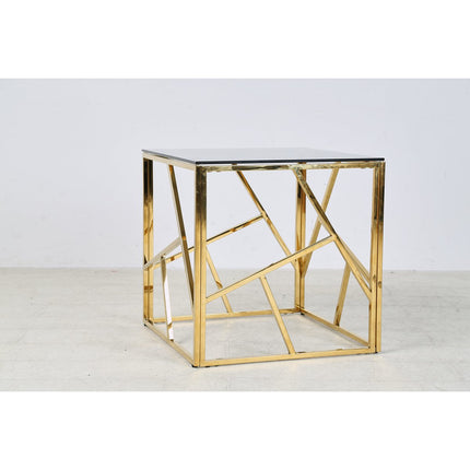Bijzettafel goud/grijs 55x55 cm