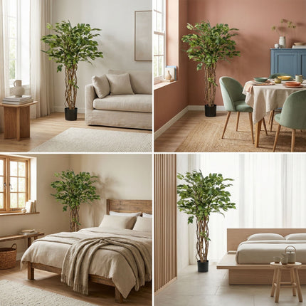 Ficus Liana - Kunstboom in zwarte pot - 140 cm