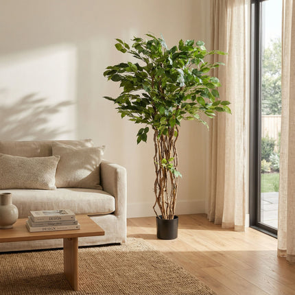 Ficus Liana - Kunstboom in zwarte pot - 140 cm