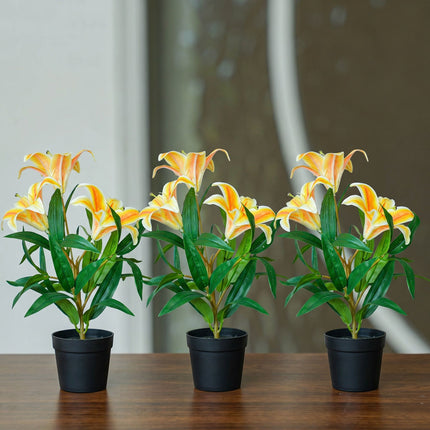 Lelie geel/oranje 3 stuks - Bundelproduct - Kunstplanten