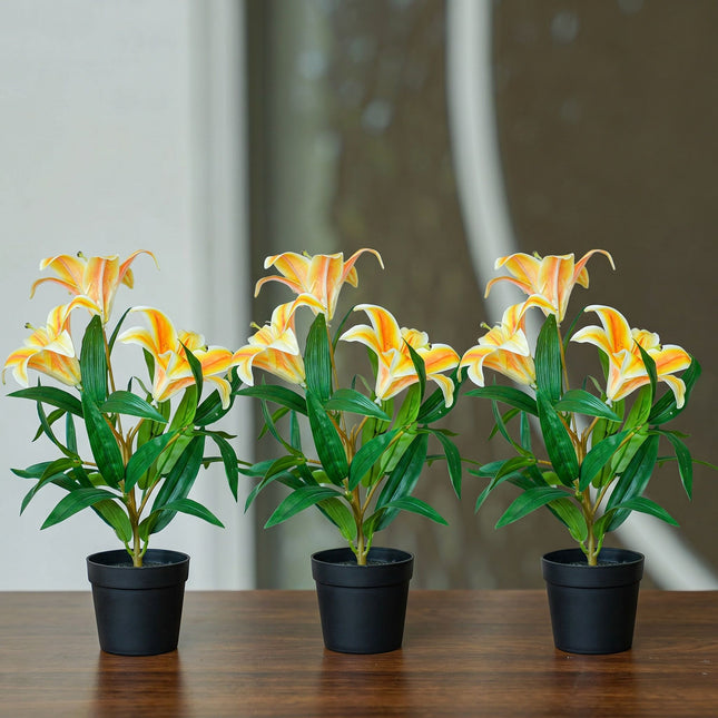 Lelie geel/oranje 3 stuks - Bundelproduct - Kunstplanten