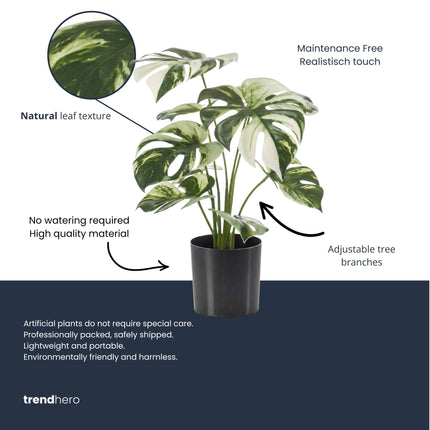 Monstera bush - Kunstplant in zwarte pot - 40 cm