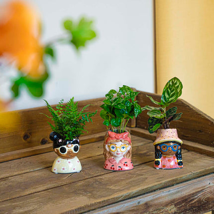 Mini bloempot gezicht - Jill - Meerkleurig ↑ 10,2 cm
