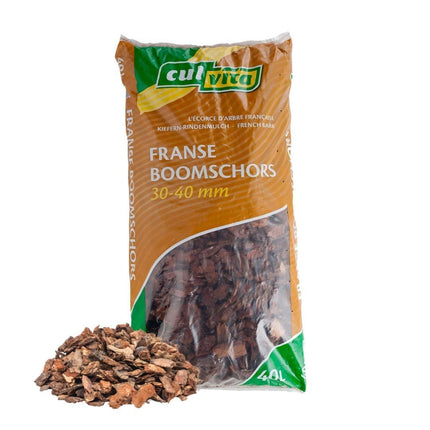 Culvita - Premium Franse Boomschors Bodemafdekker - Sierschors 30-40 mm - schors geschikt voor aanleg van wandelpaden - 40 liter