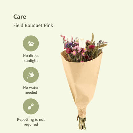 Droogbloemen Veldboeket Roze - Ø 25 cm - ↑ 60 cm